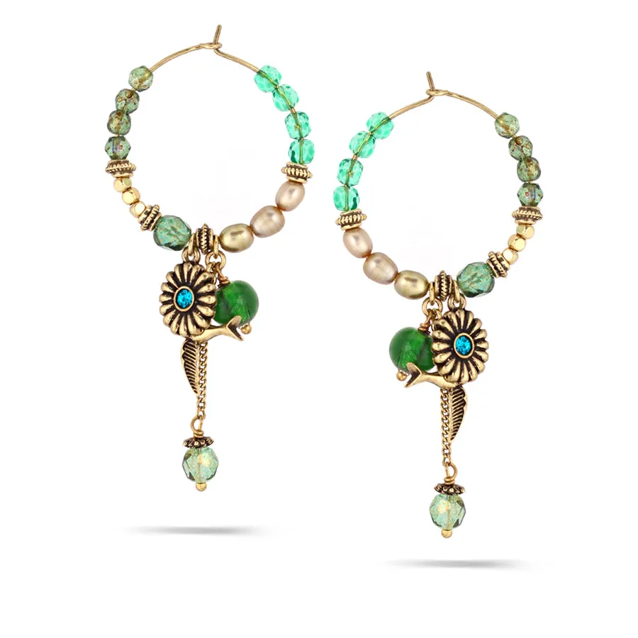 PEARL AND CRYSTAL CHARM EARRINGS #215GN3701 (1D6)