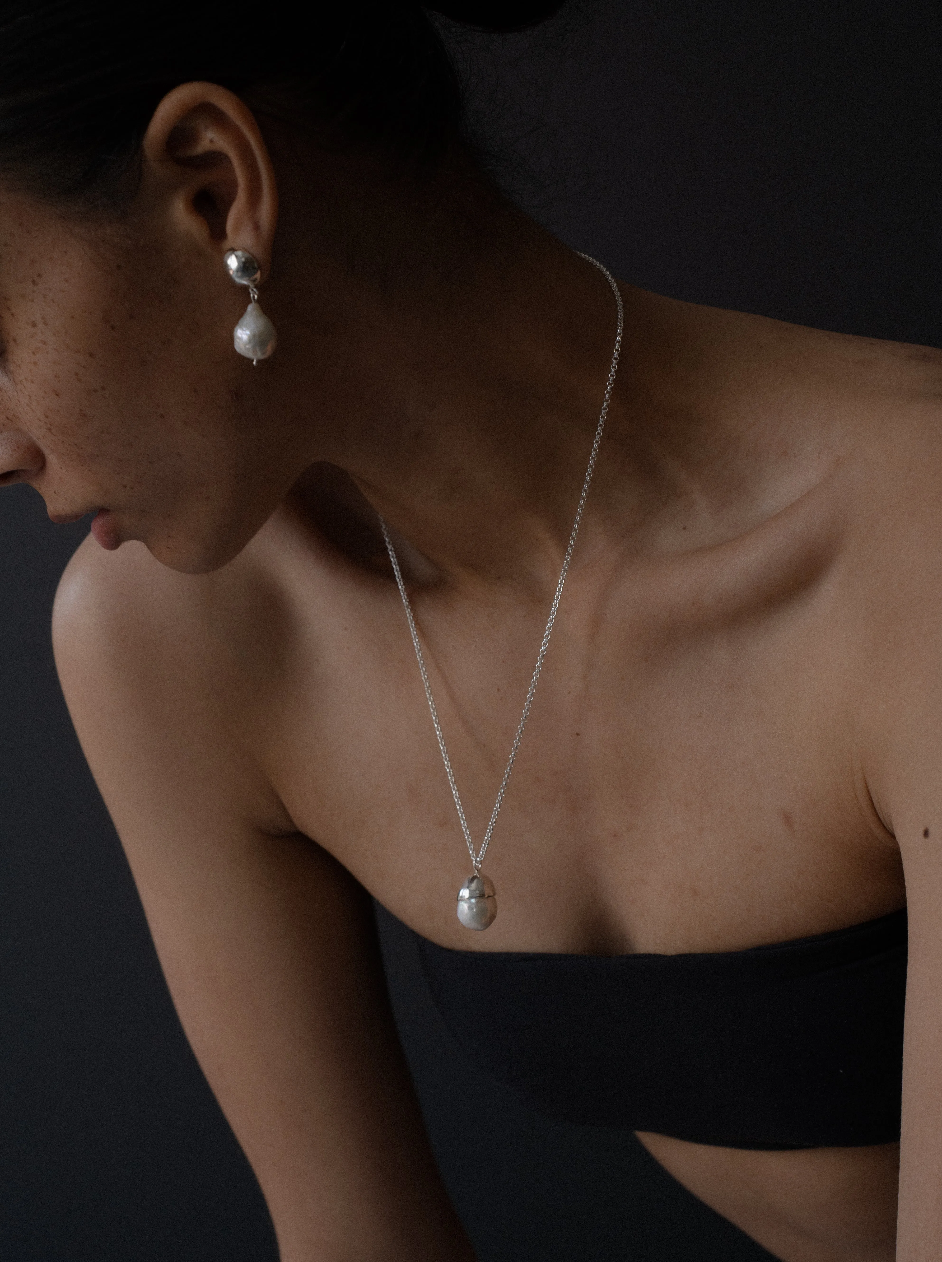 Pearl Drop Necklace | Silver