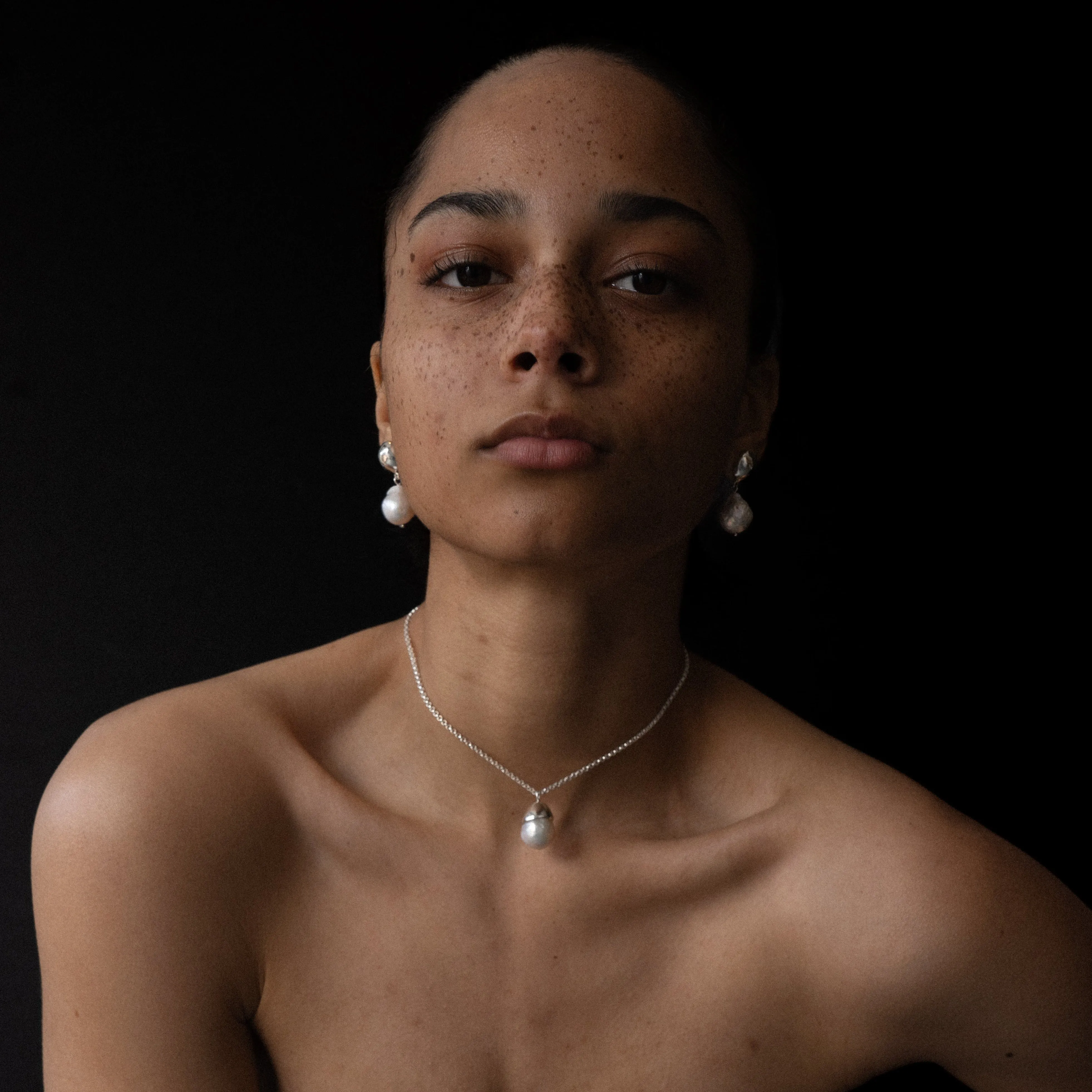Pearl Drop Necklace | Silver