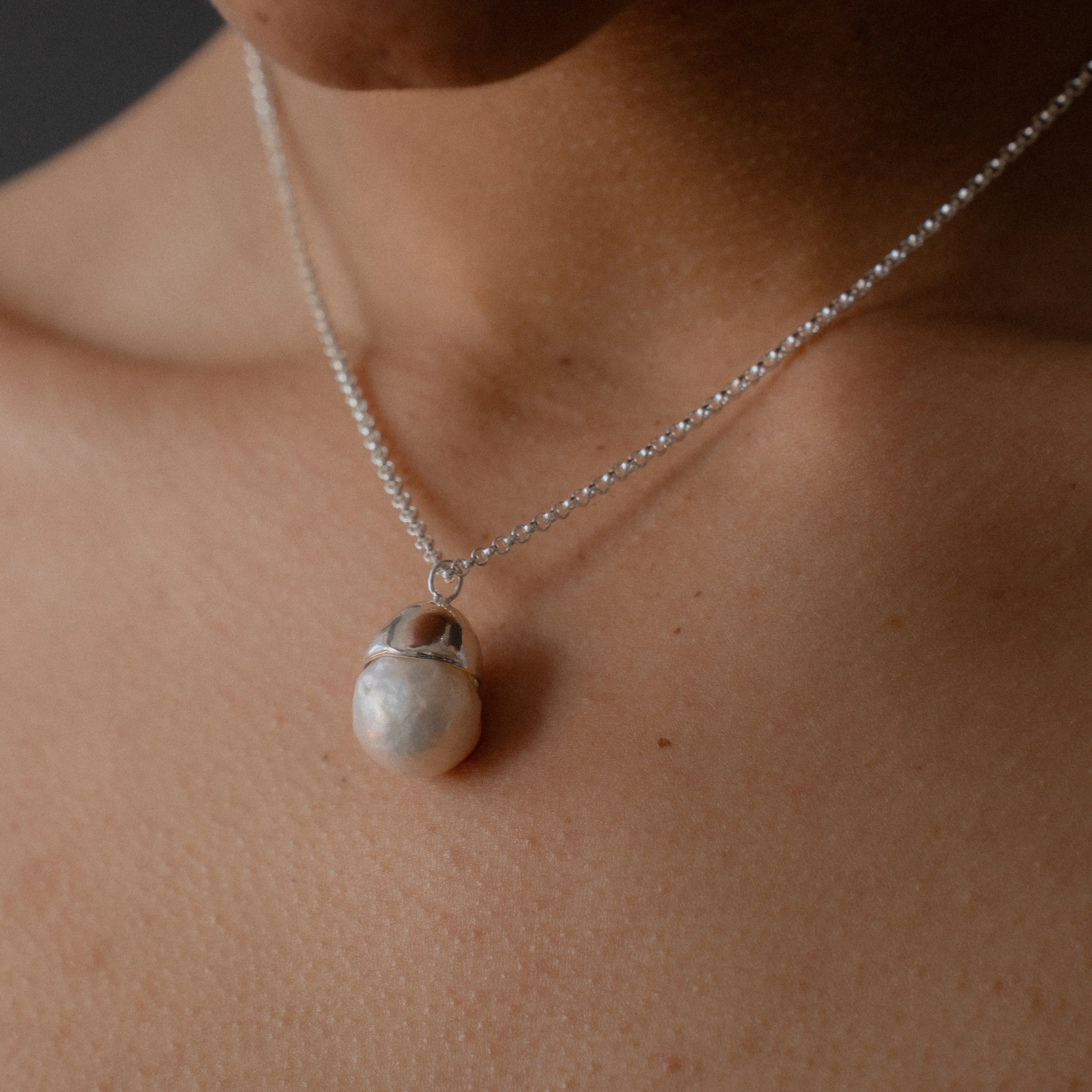 Pearl Drop Necklace | Silver