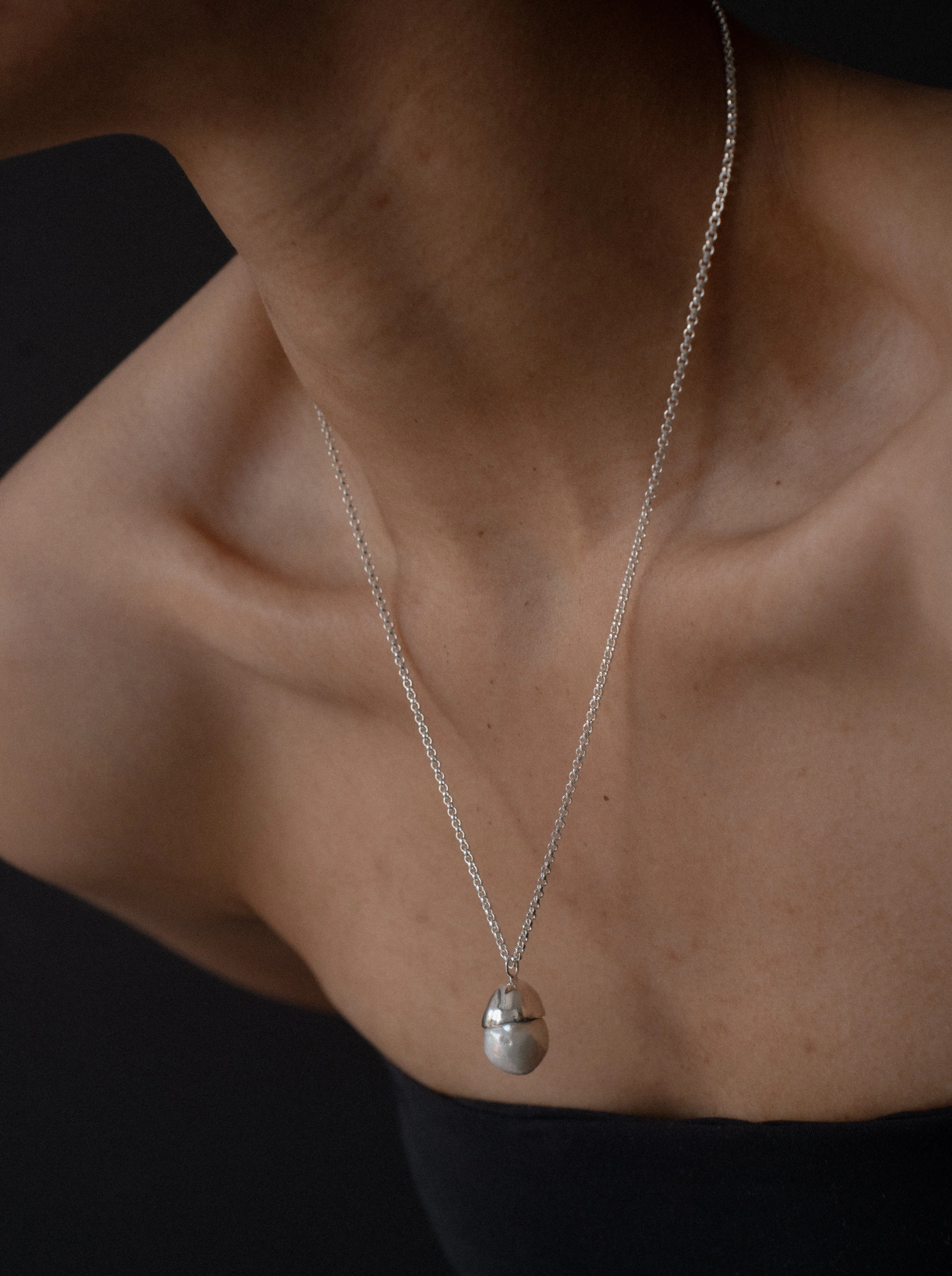 Pearl Drop Necklace | Silver