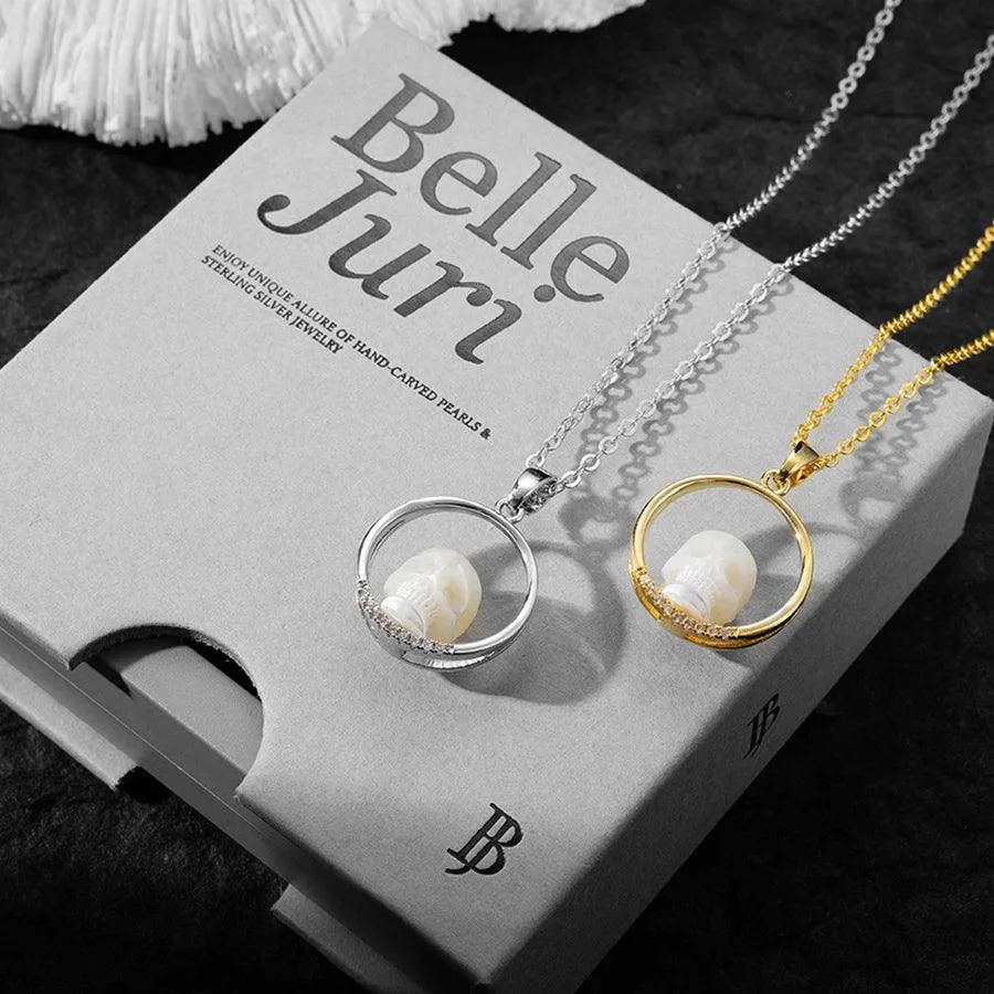 Pearl Skull on Ring Band Pendant