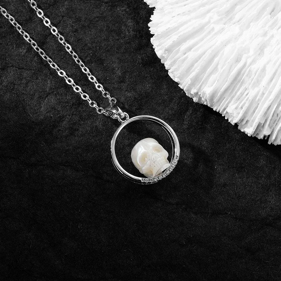 Pearl Skull on Ring Band Pendant