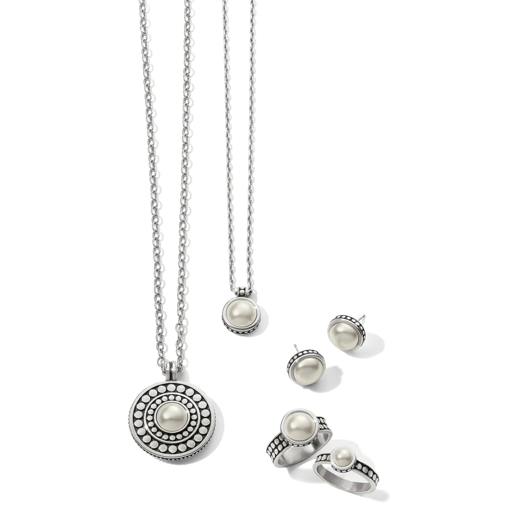 Pebble Dot Medallion Pearl Necklace