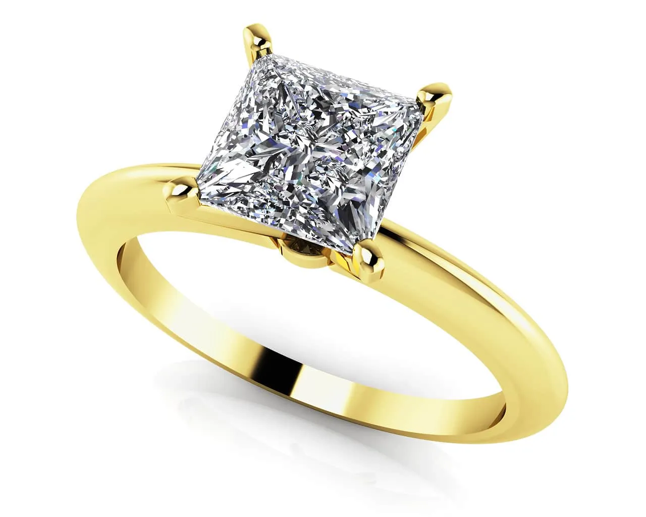 Perfect Princess Cut Lab-Grown Diamond Solitaire Engagement Ring with 1.50 ct.(finished) 7.4mm
