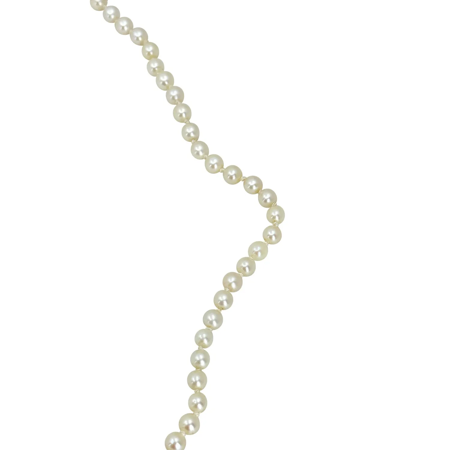 Petite 4.50MM Vintage Japanese Saltwater Cultured Akoya Pearl Necklace Strand - 10K White Gold 16.50 Inch