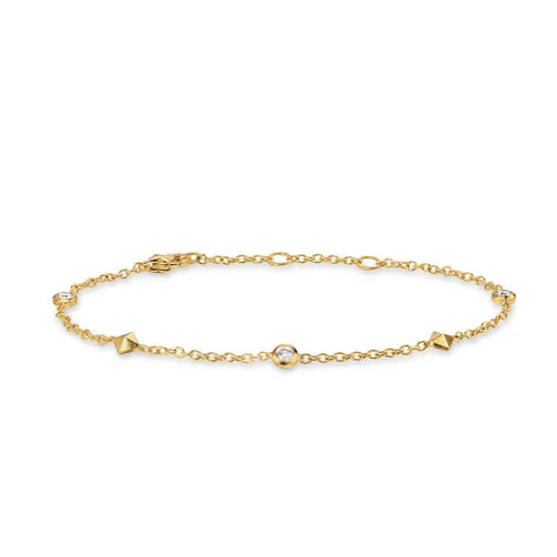 Petite Modern Renaissance Station Bracelet in 18K Yellow Gold with Diamonds, 4.6mm