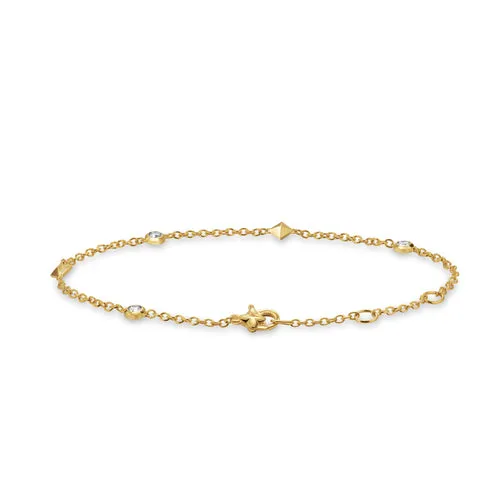 Petite Modern Renaissance Station Bracelet in 18K Yellow Gold with Diamonds, 4.6mm