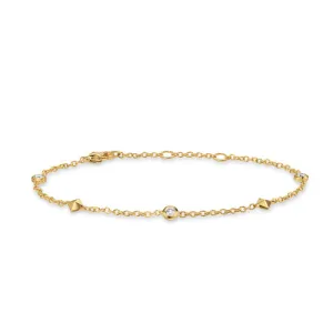 Petite Modern Renaissance Station Bracelet in 18K Yellow Gold with Diamonds, 4.6mm