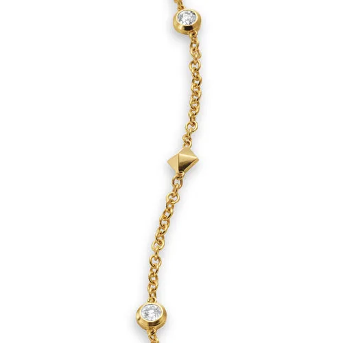 Petite Modern Renaissance Station Bracelet in 18K Yellow Gold with Diamonds, 4.6mm