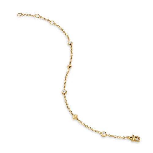 Petite Modern Renaissance Station Bracelet in 18K Yellow Gold with Diamonds, 4.6mm