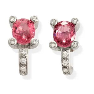 Pink Sapphire & Diamond Earrings, 18k White Gold