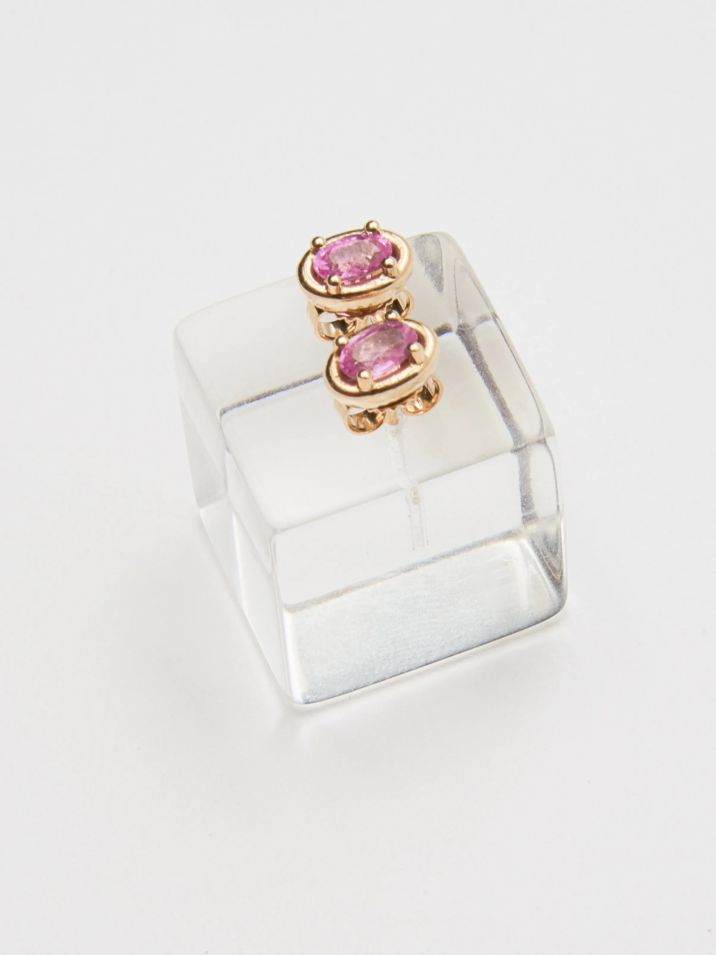 Pink Sapphire Ellipse Studs