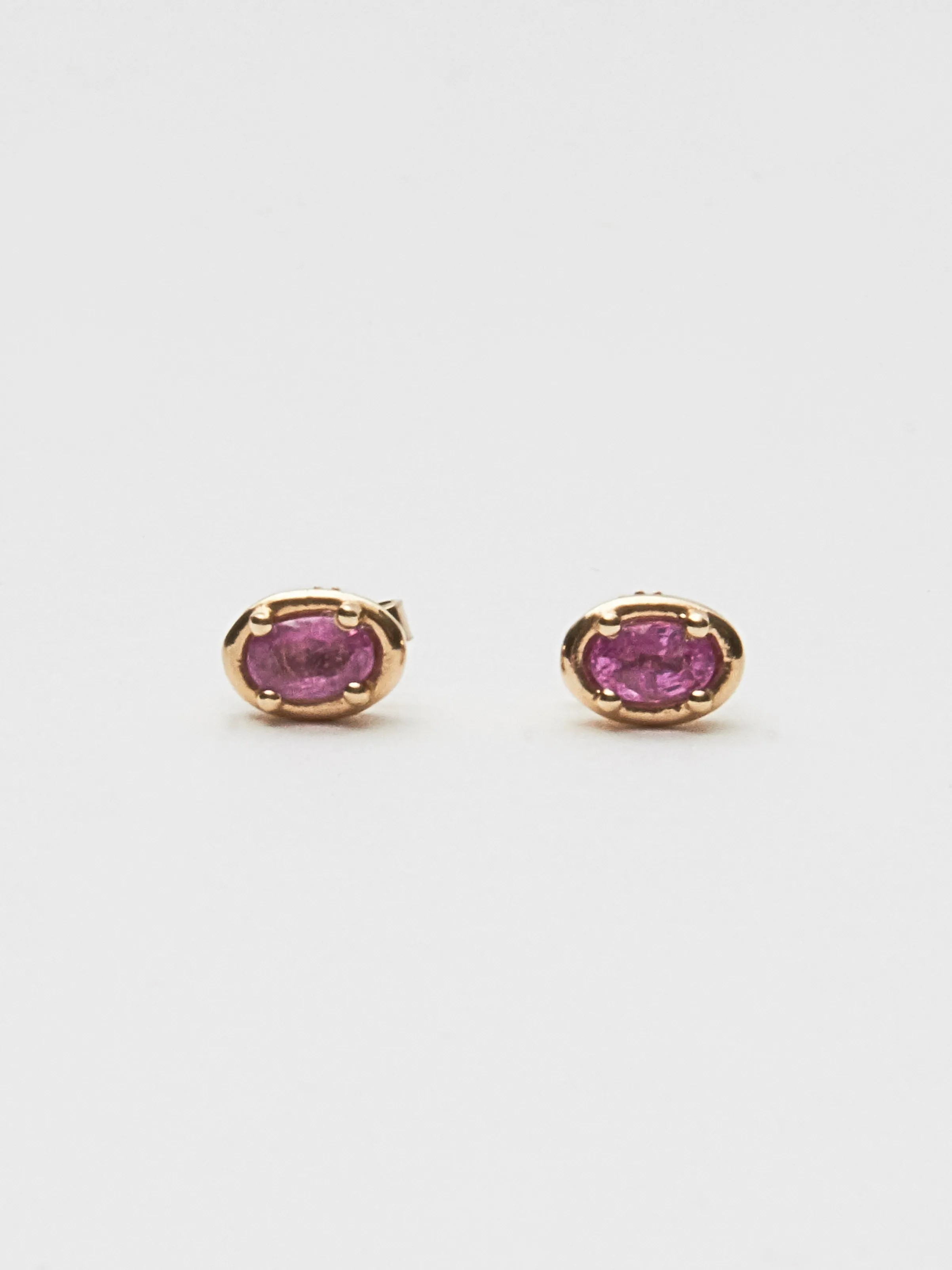 Pink Sapphire Ellipse Studs