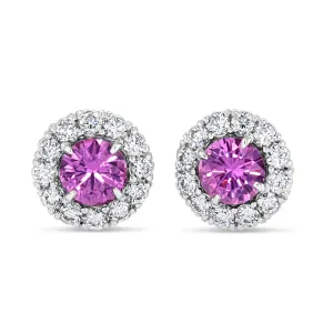 Pink Sapphire Halo Studs