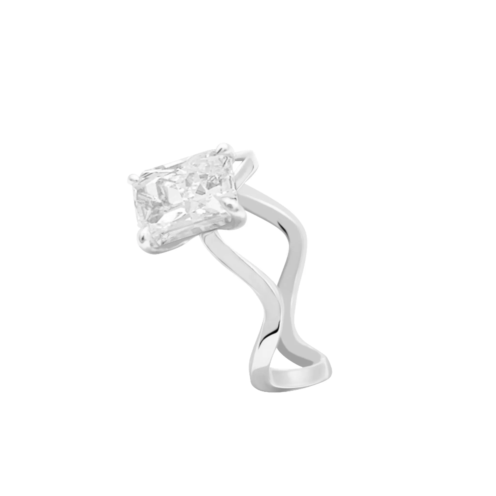 Plain Wavy Engagement Ring Setting
