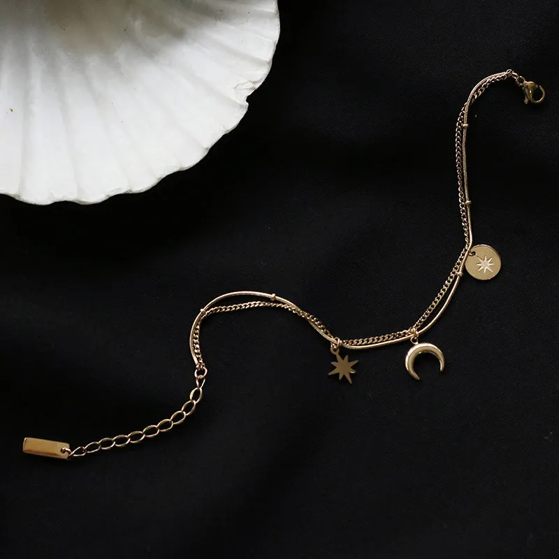 Plated Star Moon Bracelet