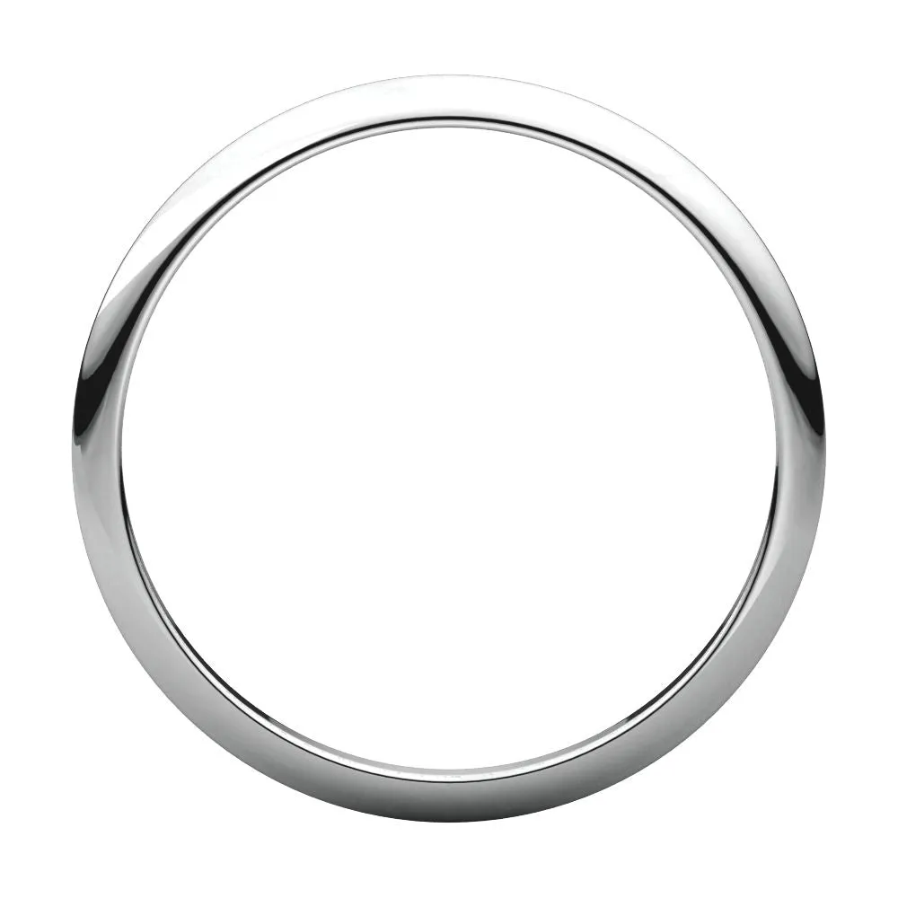 Platinum 1.5mm Half Round Band, Size 6