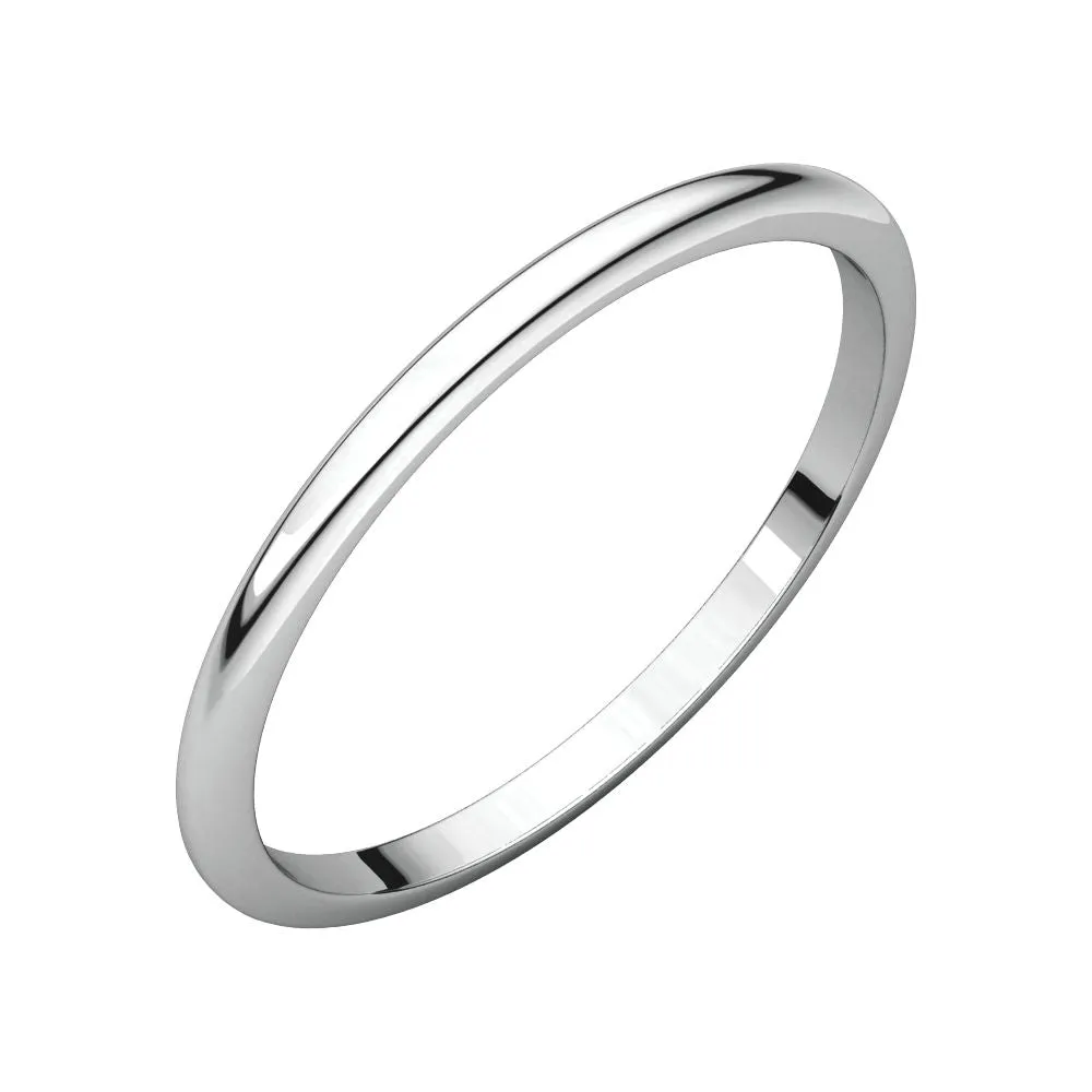 Platinum 1.5mm Half Round Band, Size 6