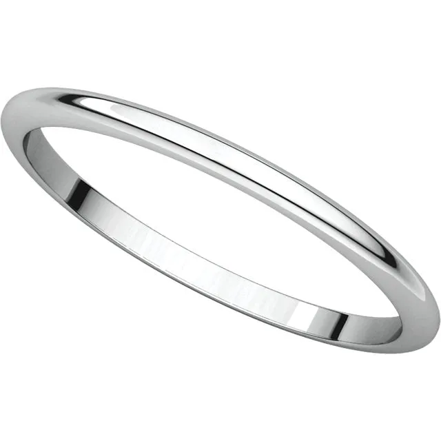 Platinum 1.5mm Half Round Band, Size 6