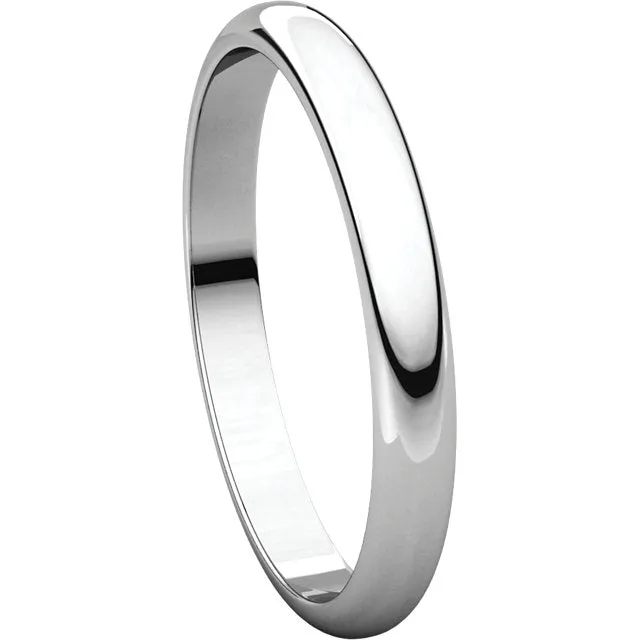 Platinum 2.5mm Half Round Band, Size 6