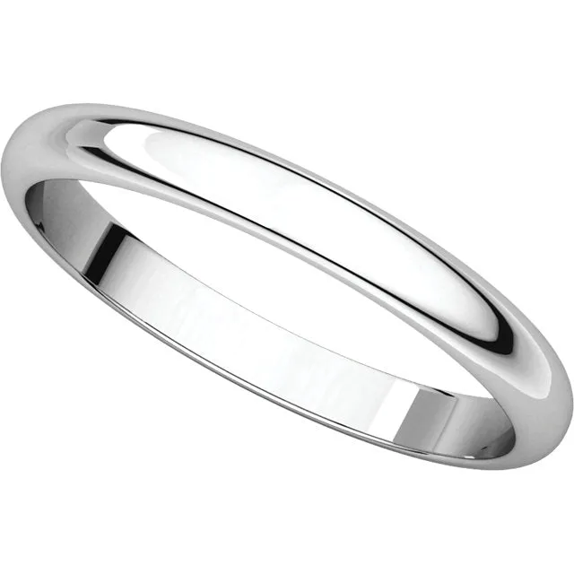 Platinum 2.5mm Half Round Band, Size 6