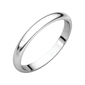 Platinum 2.5mm Half Round Band, Size 6