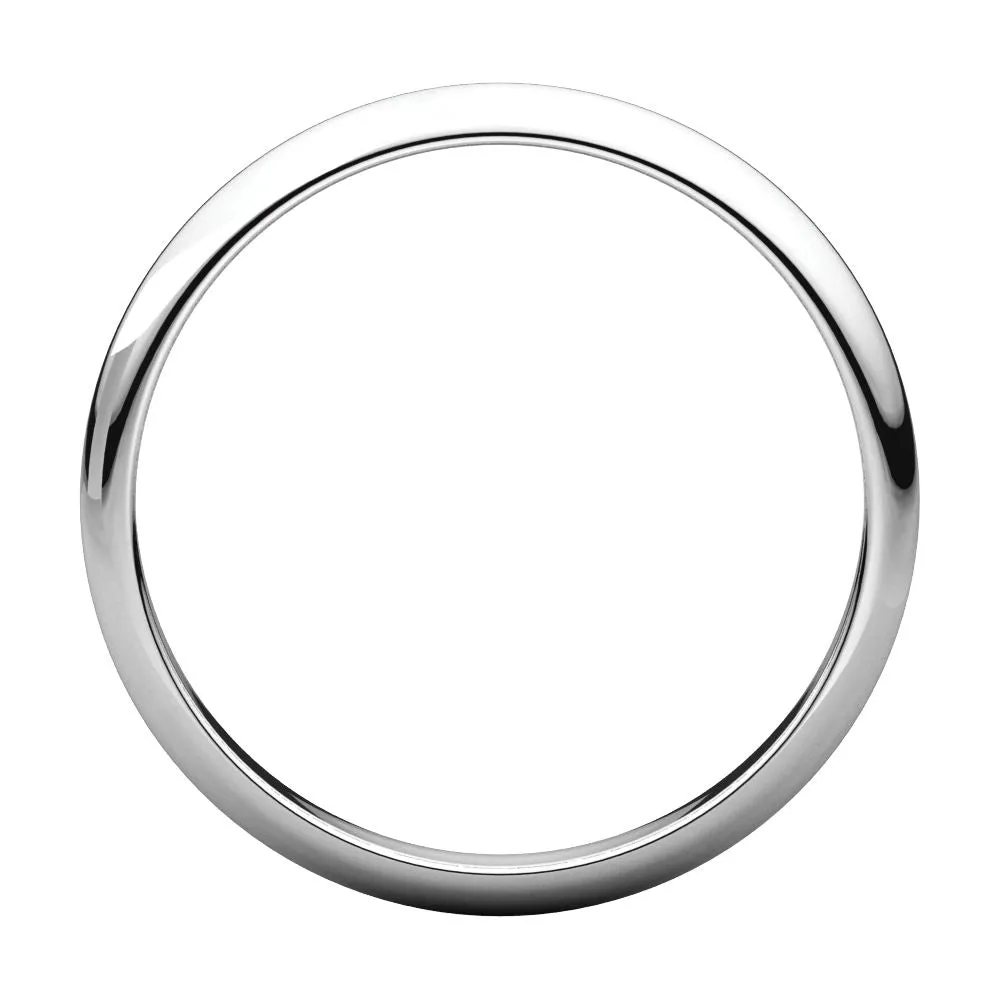 Platinum 2.5mm Half Round Band, Size 6