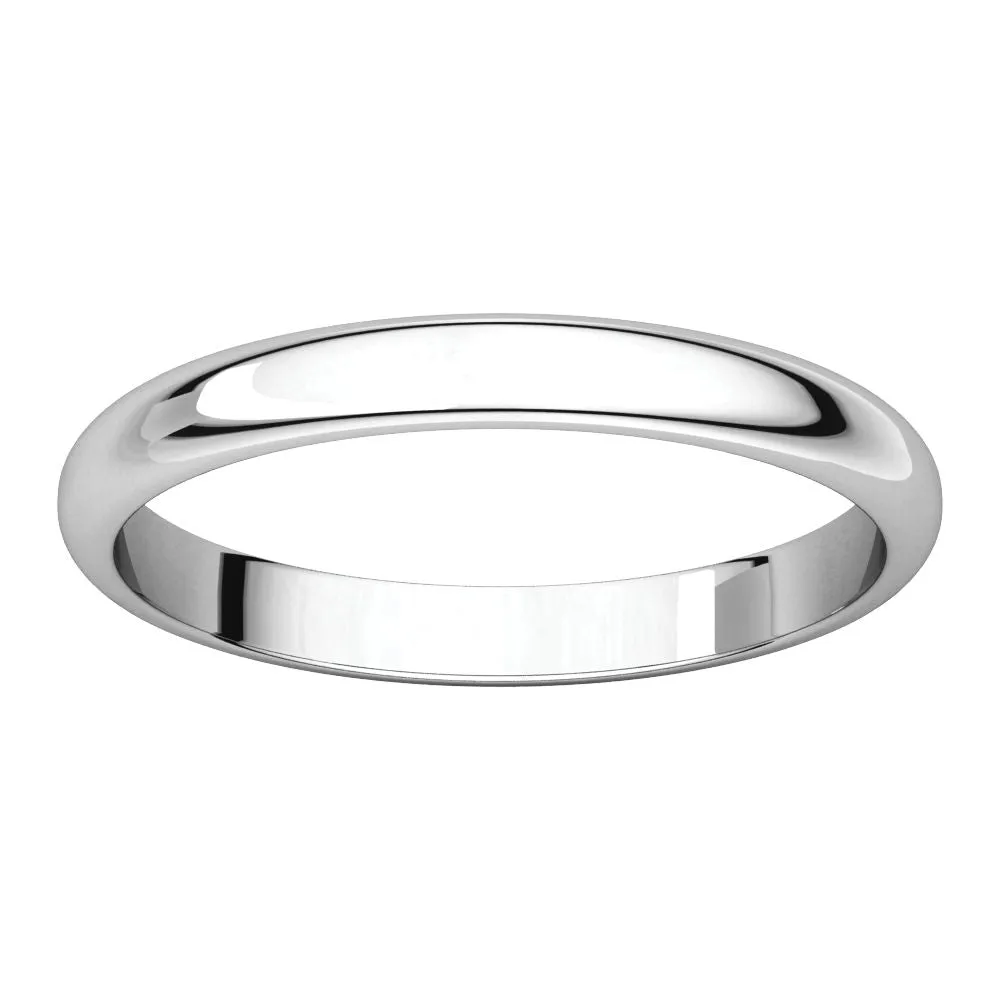Platinum 2.5mm Half Round Band, Size 6