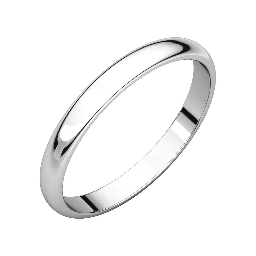Platinum 2.5mm Half Round Light Band, Size 5.5