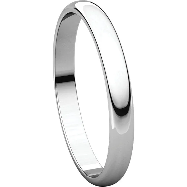 Platinum 2.5mm Half Round Light Band, Size 5.5