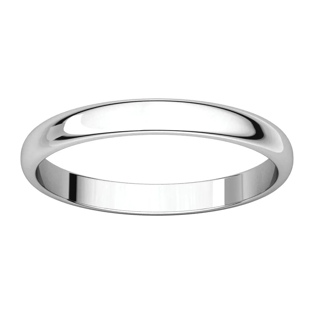 Platinum 2.5mm Half Round Light Band, Size 5.5