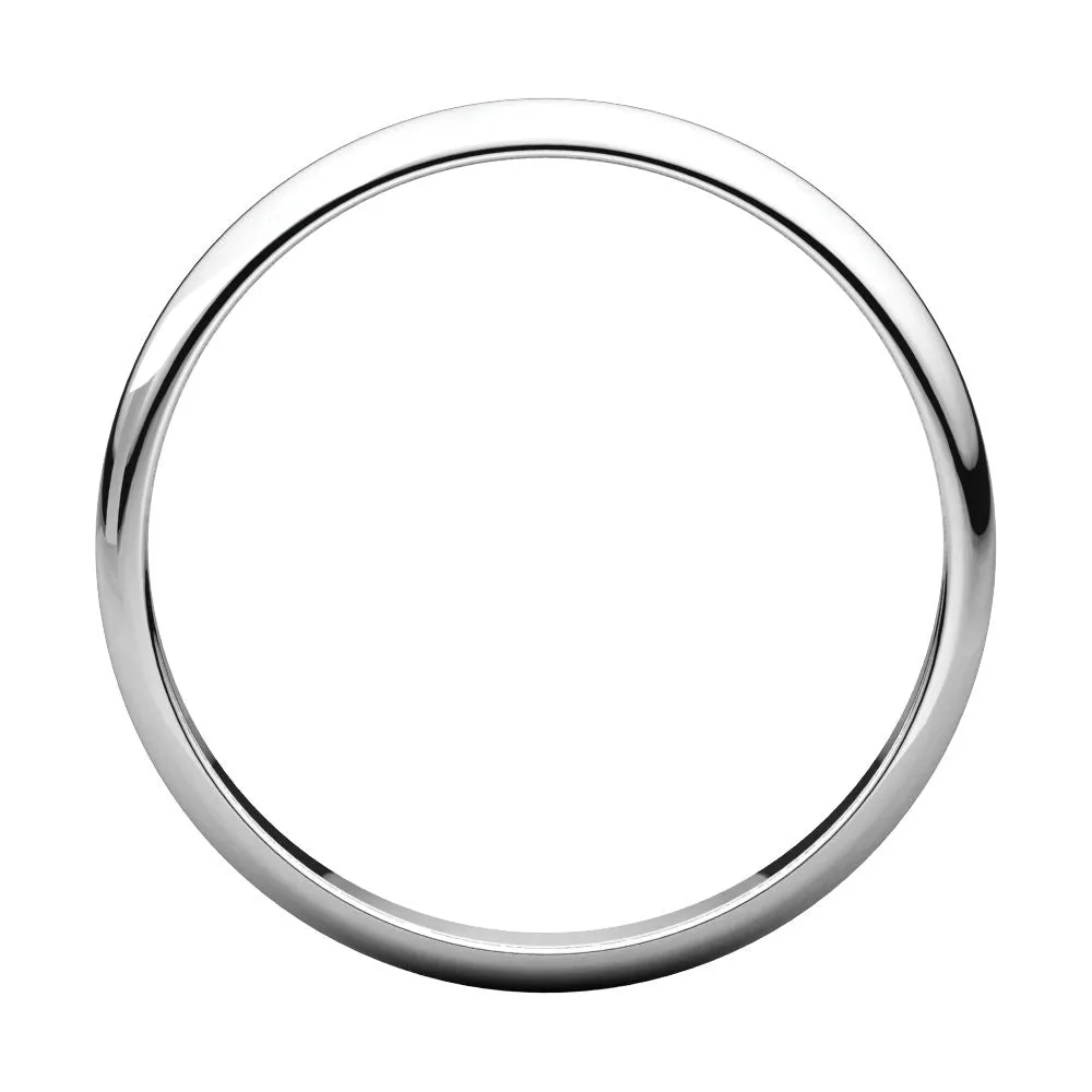 Platinum 2.5mm Half Round Light Band, Size 5.5