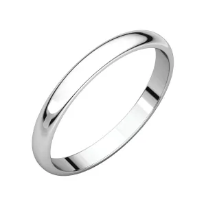 Platinum 2.5mm Half Round Light Band, Size 5.5