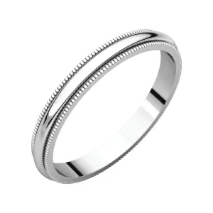 Platinum 2.5mm Milgrain Band, Size 6