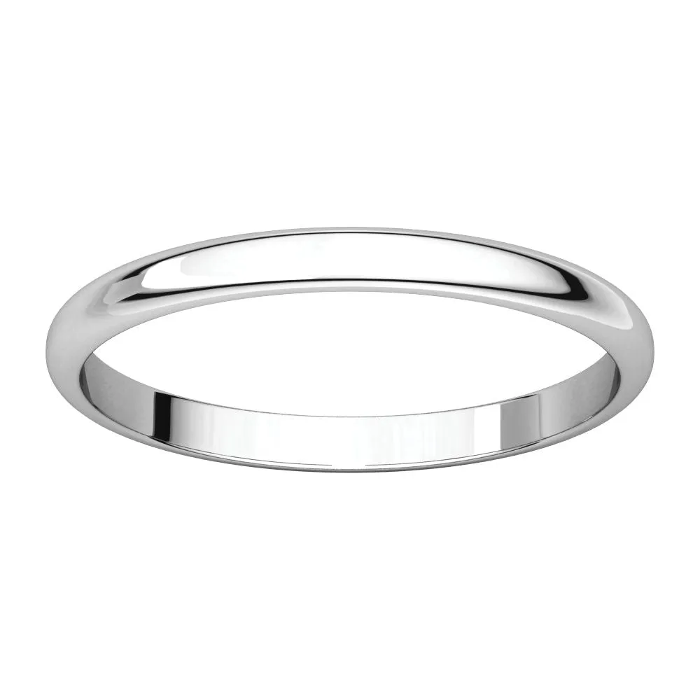Platinum 2mm Half Round Light Band, Size 7