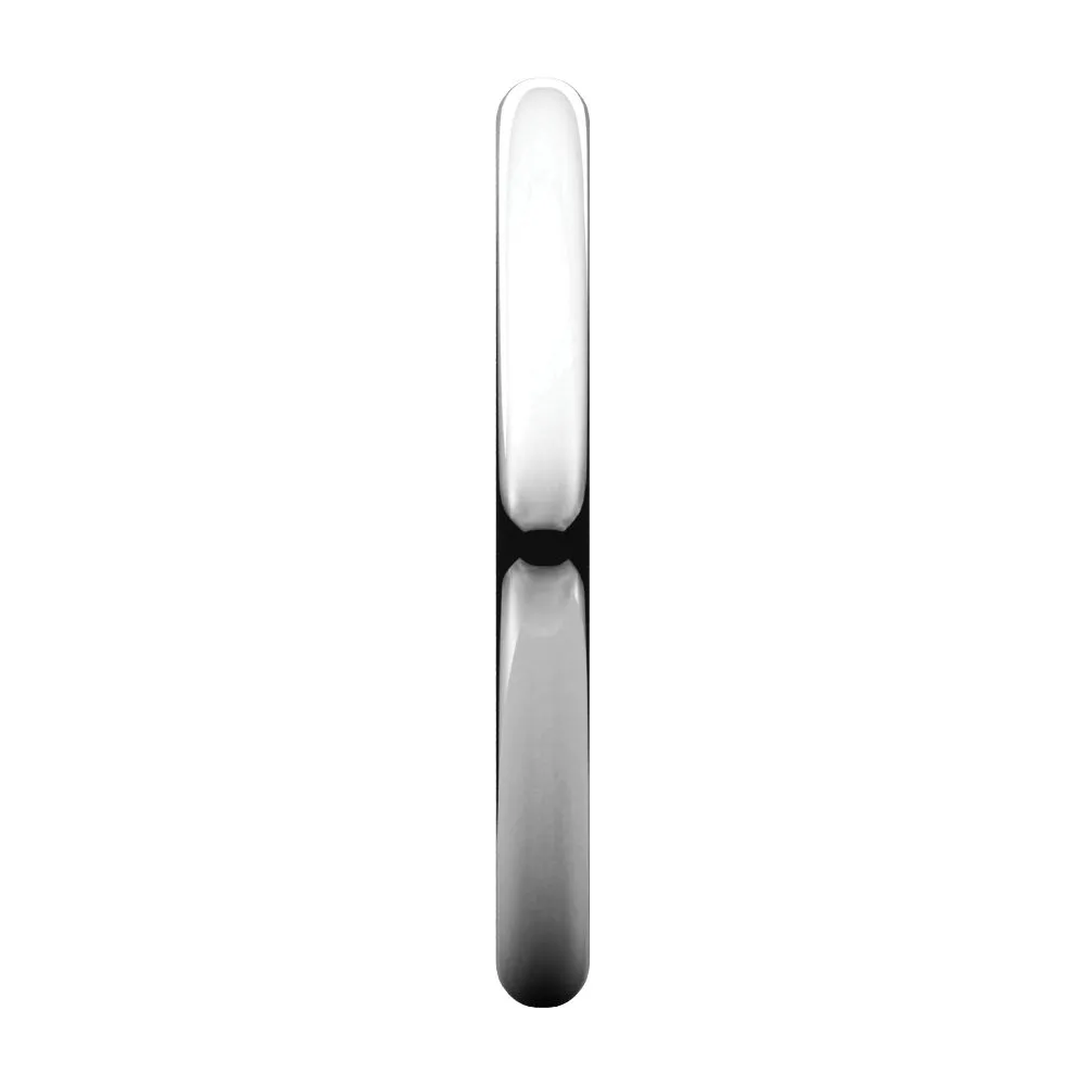 Platinum 2mm Half Round Light Band, Size 7