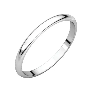 Platinum 2mm Half Round Light Band, Size 7