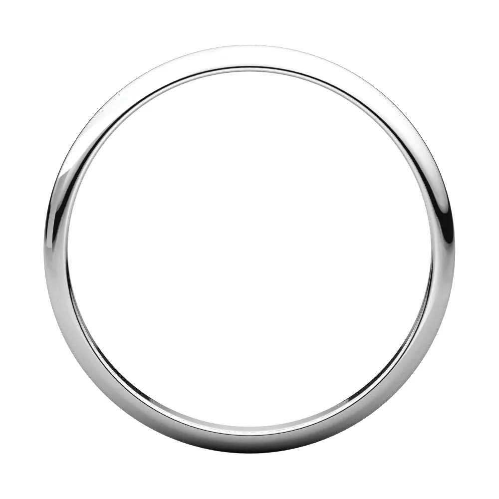 Platinum 2mm Half Round Light Band, Size 7
