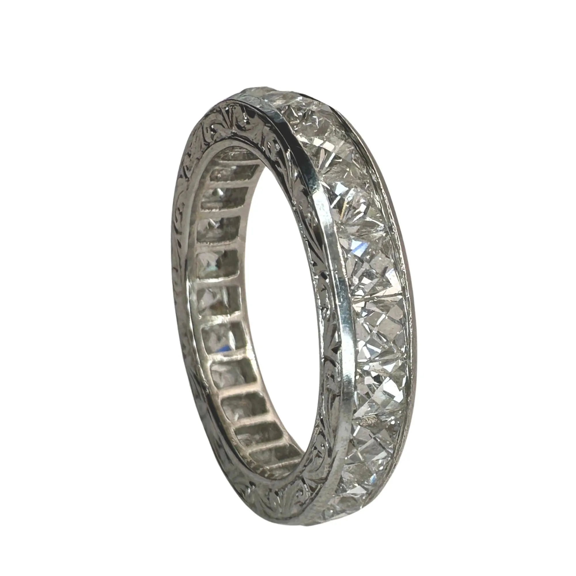 Platinum 3.00 Carat Repurposed Diamond Hand Engraved Eternity Band - Size 5
