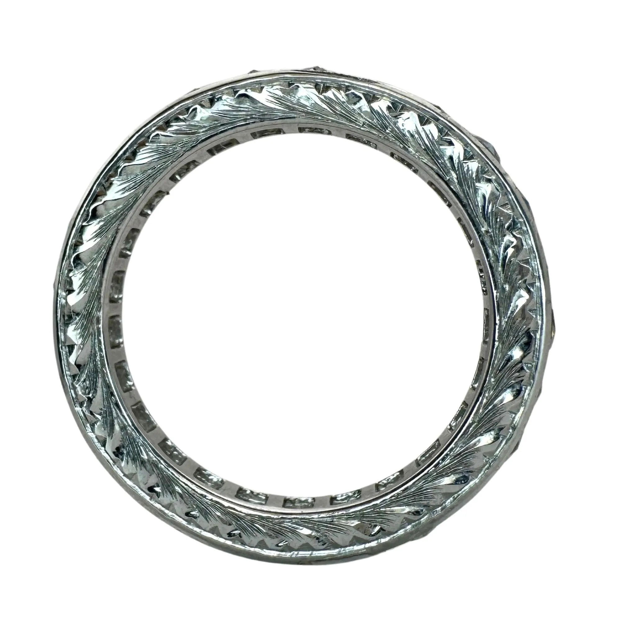 Platinum 3.00 Carat Repurposed Diamond Hand Engraved Eternity Band - Size 5