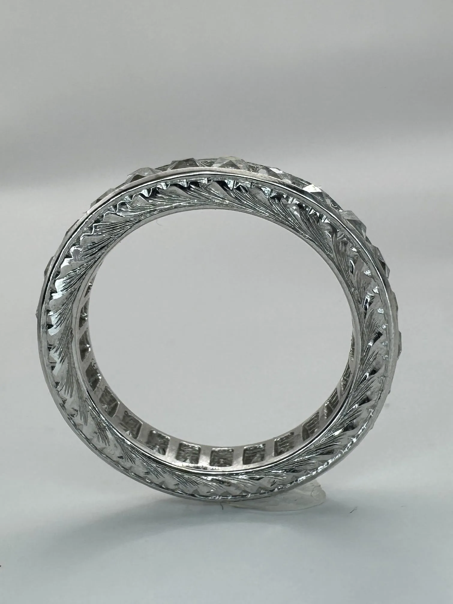 Platinum 3.00 Carat Repurposed Diamond Hand Engraved Eternity Band - Size 5