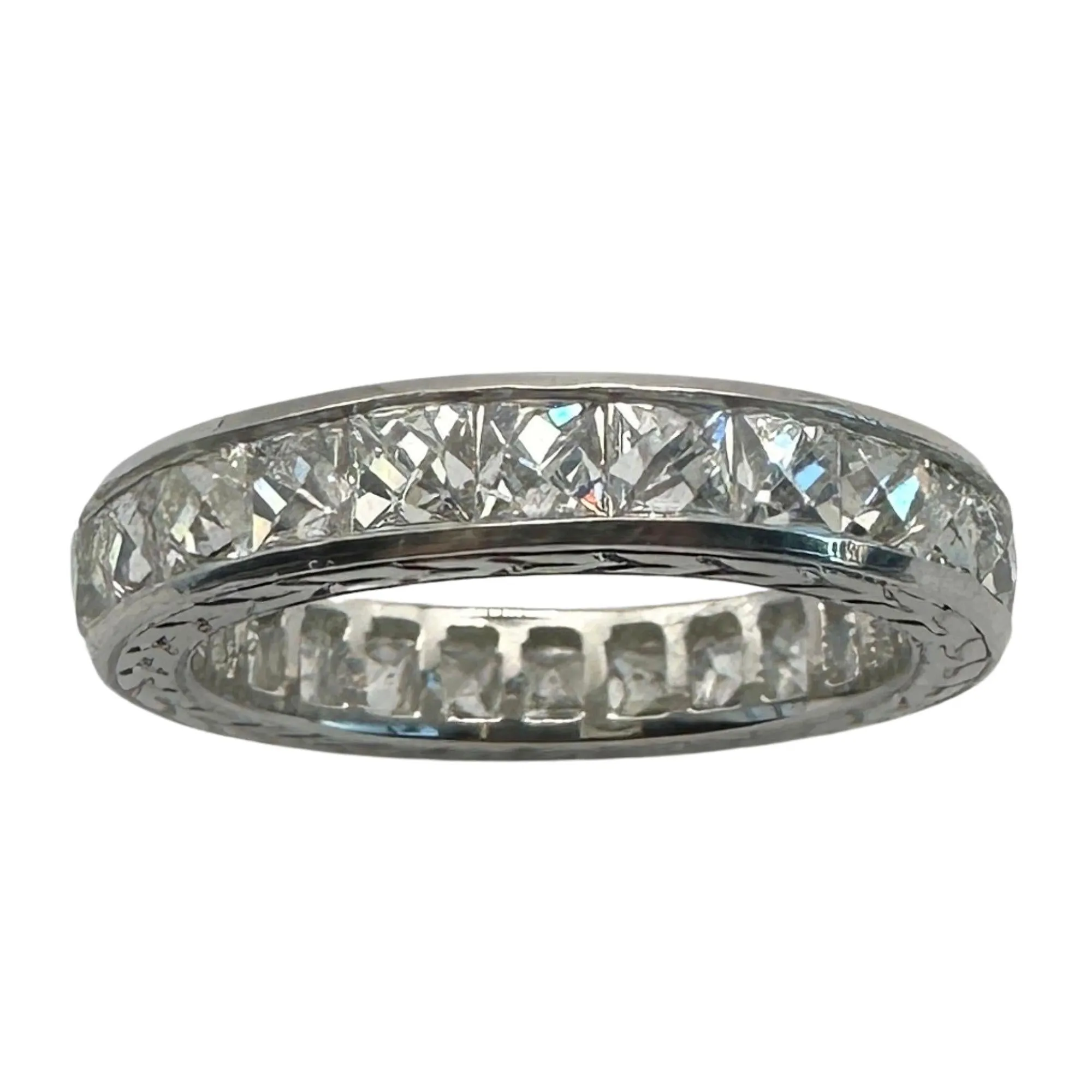 Platinum 3.50 Carat Repurposed Diamond Hand Engraved Eternity Band - Size 6