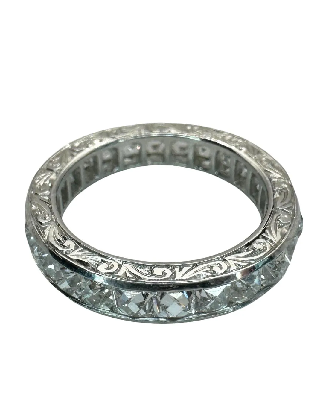 Platinum 3.50 Carat Repurposed Diamond Hand Engraved Eternity Band - Size 6