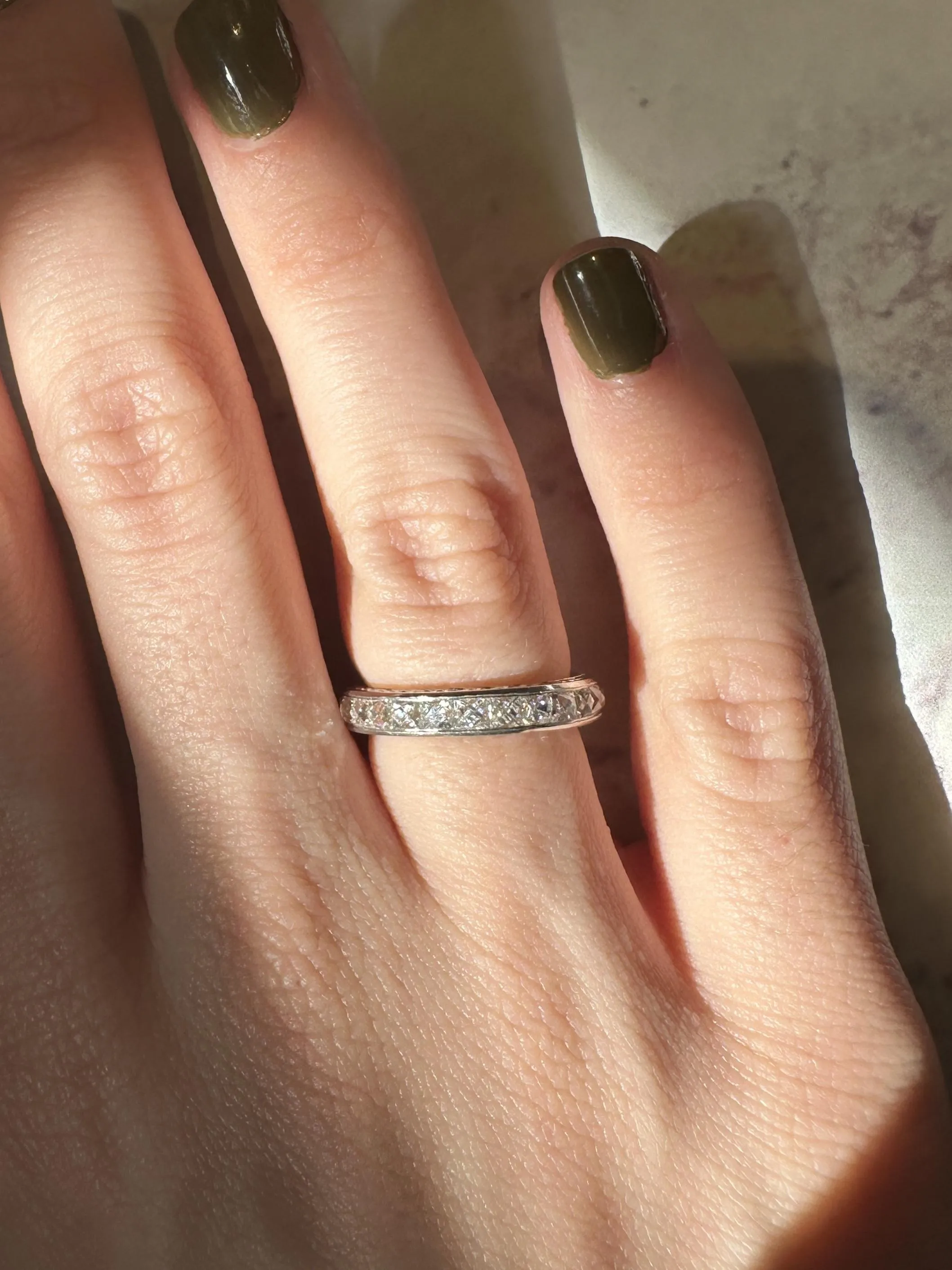 Platinum 3.50 Carat Repurposed Diamond Hand Engraved Eternity Band - Size 6