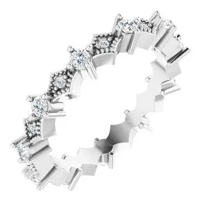 Platinum 3/8 CTW Natural Diamond Milgrain Eternity Band Size 5.5