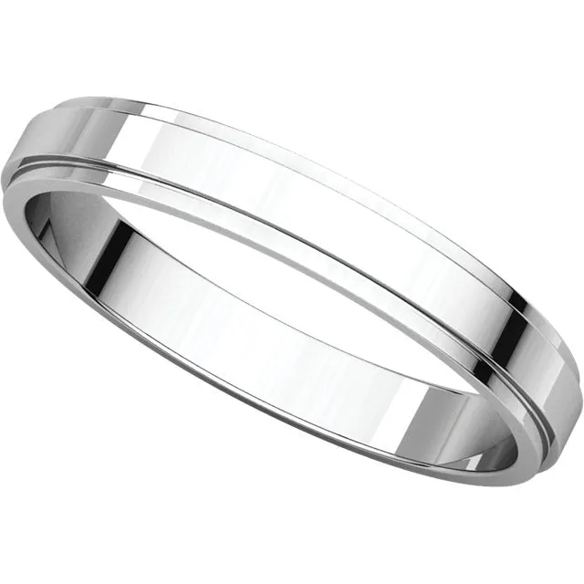 Platinum 3mm Flat Edge Band, Size 5