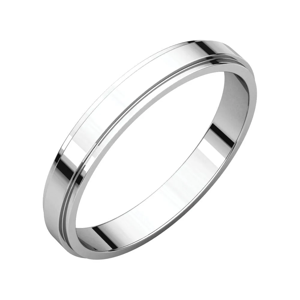 Platinum 3mm Flat Edge Band, Size 5