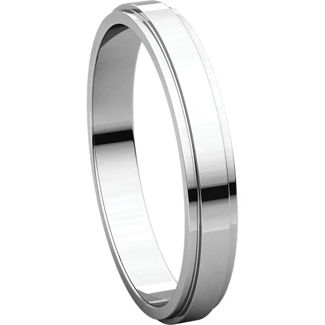 Platinum 3mm Flat Edge Band, Size 5