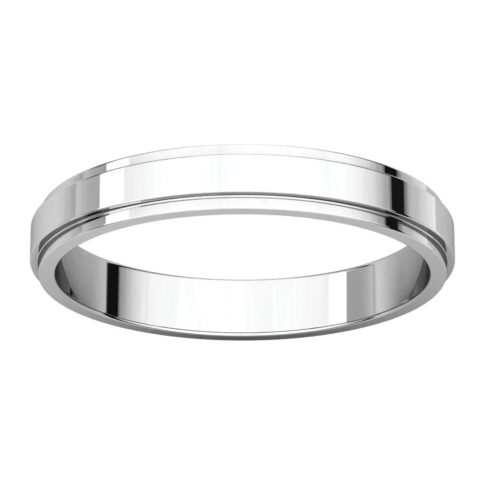 Platinum 3mm Flat Edge Band, Size 5